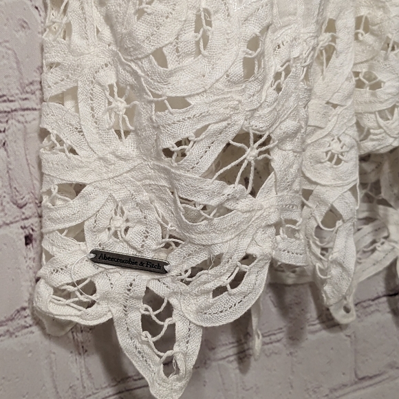 Abercrombie & Fitch LaceTrim Sheer Back Viscose-Cotton White Dress Small EuC - Picture 7 of 15